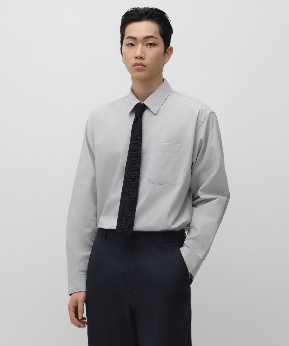 무신사 스탠다드(MUSINSA STANDARD) 릴렉스드 린넨 블렌드 셔츠 [라이트 그레이]