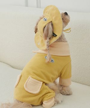 강아지 모자 후리스 버킷햇 옐로우