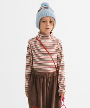 베이직 스트라이프 하프넥 티셔츠