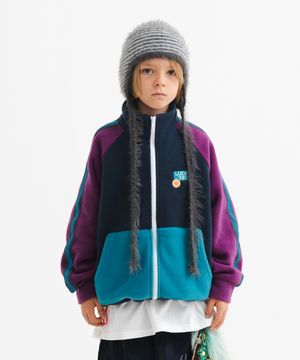 컬러 하이넥 플리스 집업