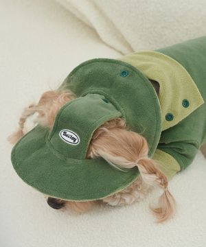 강아지 모자 후리스 버킷햇 그린