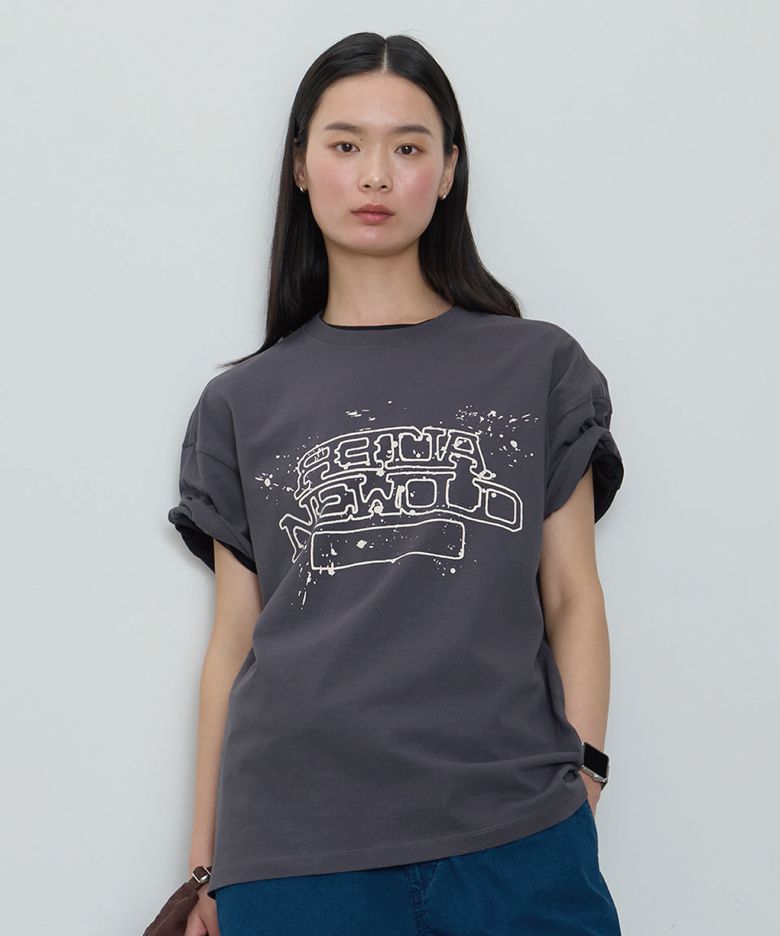 Splatter Print T-Shirt_Charcoal