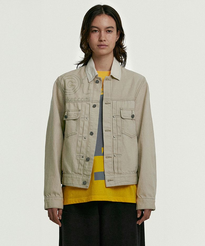 Immaze Curve Stitch Jacket Beige