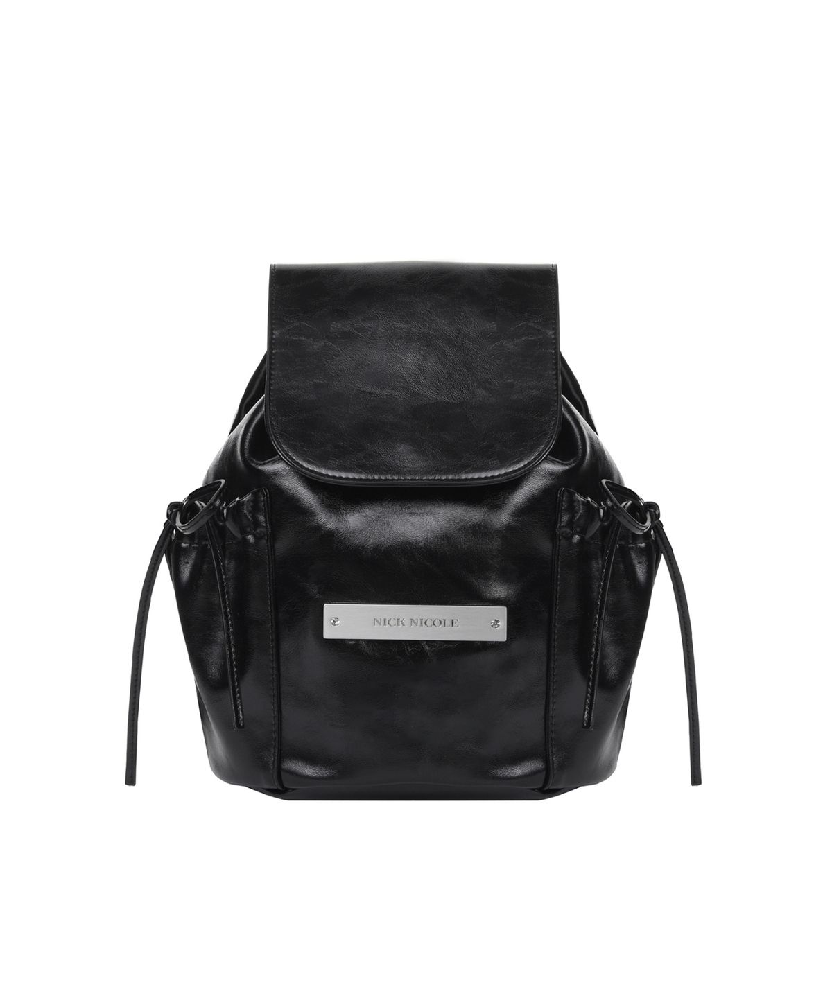 닉앤니콜(NICK&NICOLE) CRYSTAL LEATHER SHIRRING BACKPACK_BLACK