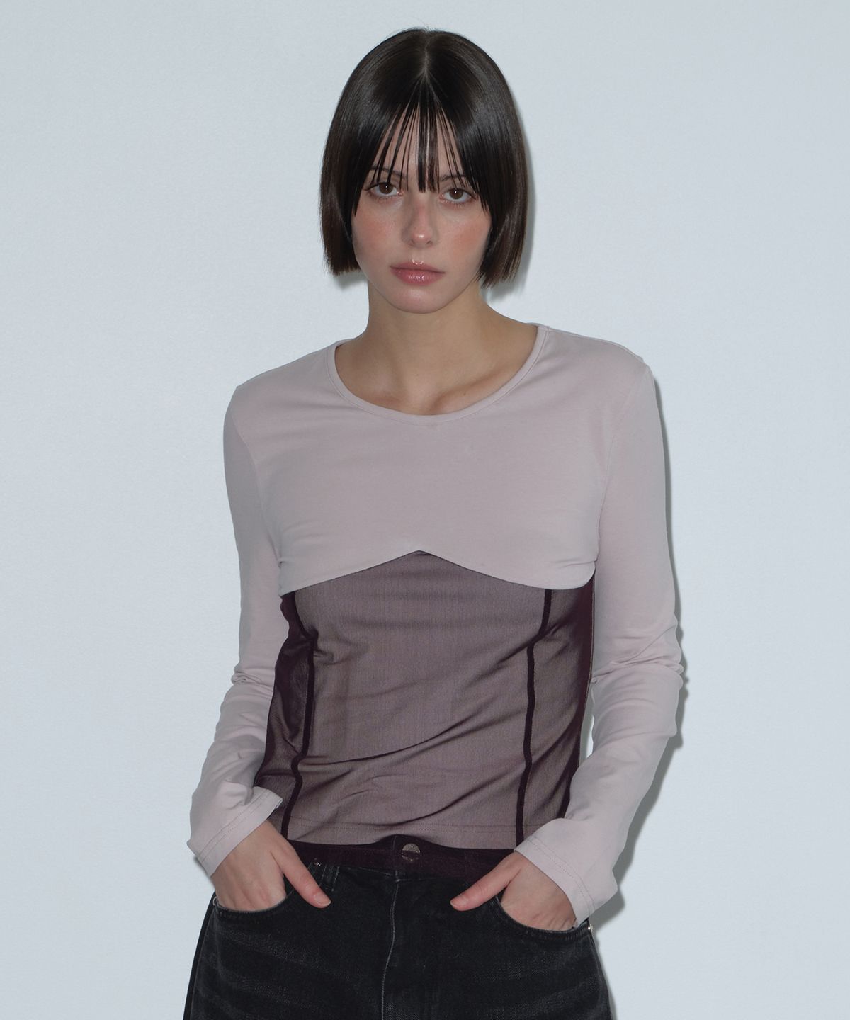 마가린핑거스(MARGARIN FINGERS) MESH LAYERED T-SHIRT (PURPLE)