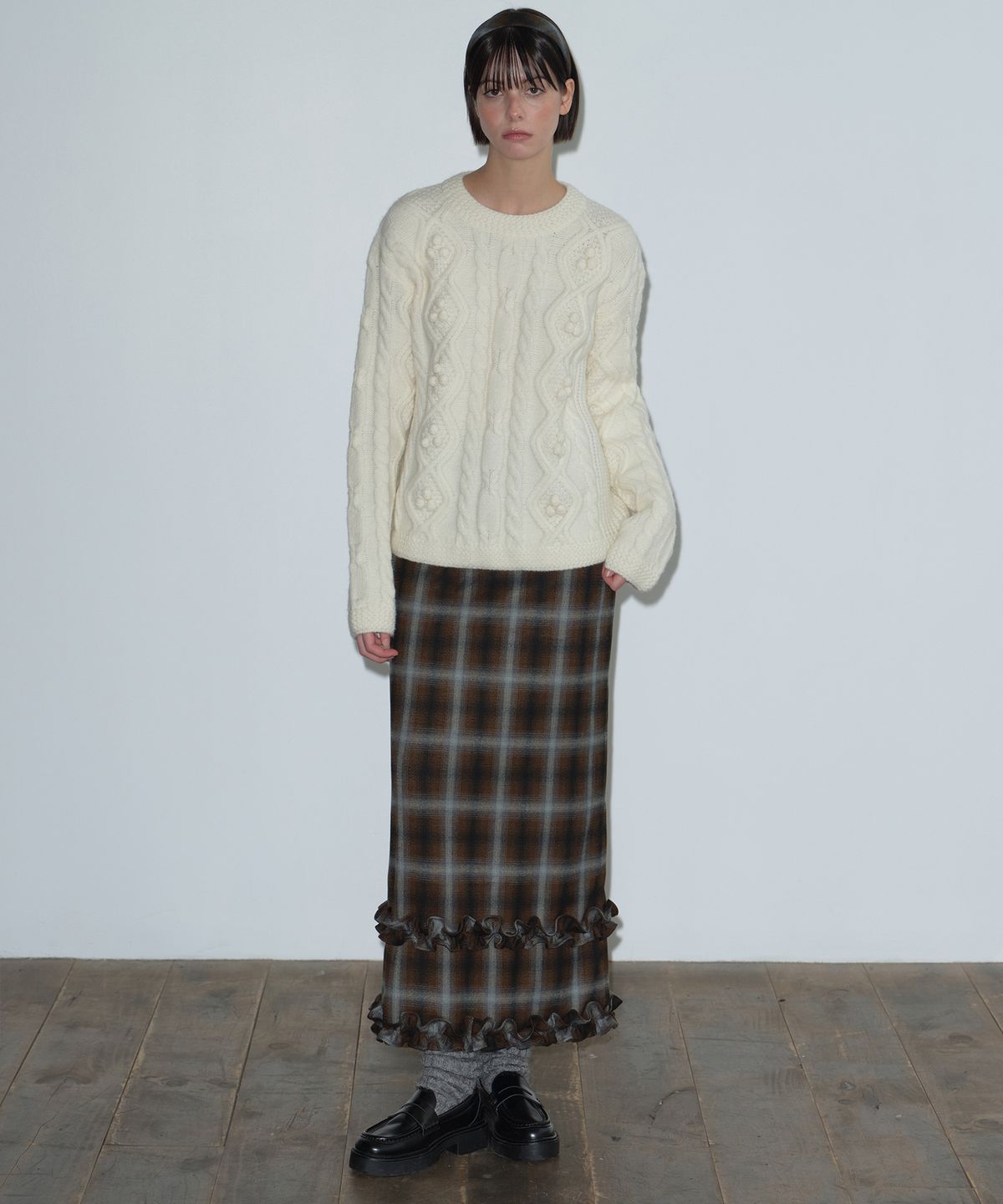 마가린핑거스(MARGARIN FINGERS) FRILL MAXI SKIRT (BROWN)