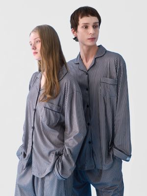 [2PACK] 베이직 피치기모 커플잠옷 긴팔 파자마 상하의 세트