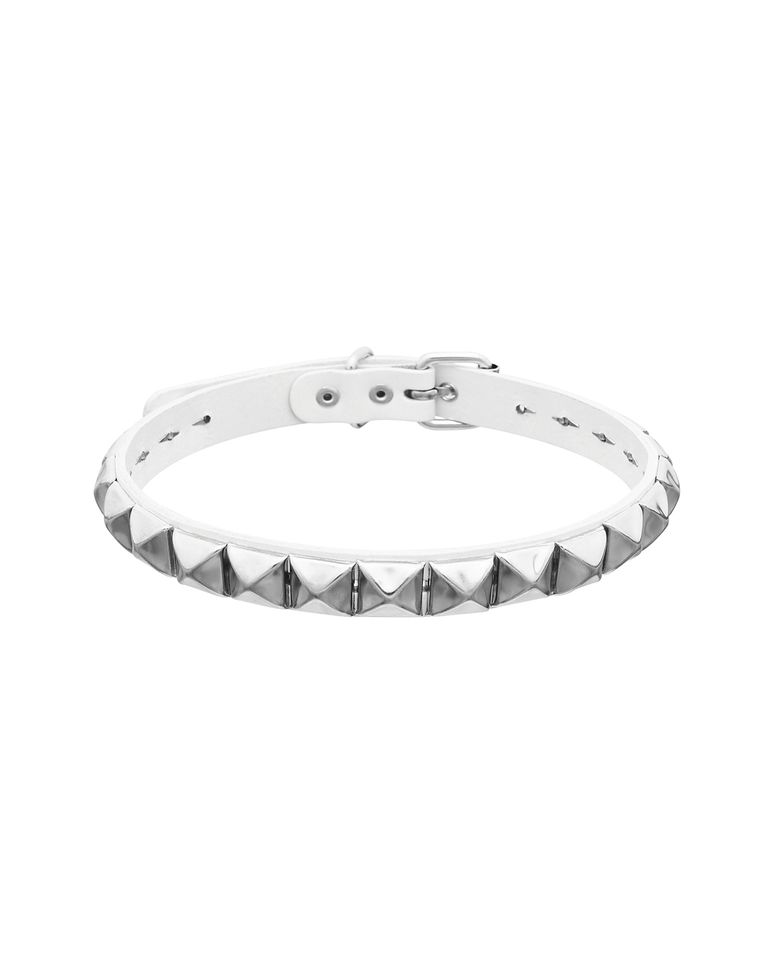 Square stud belt necklace White