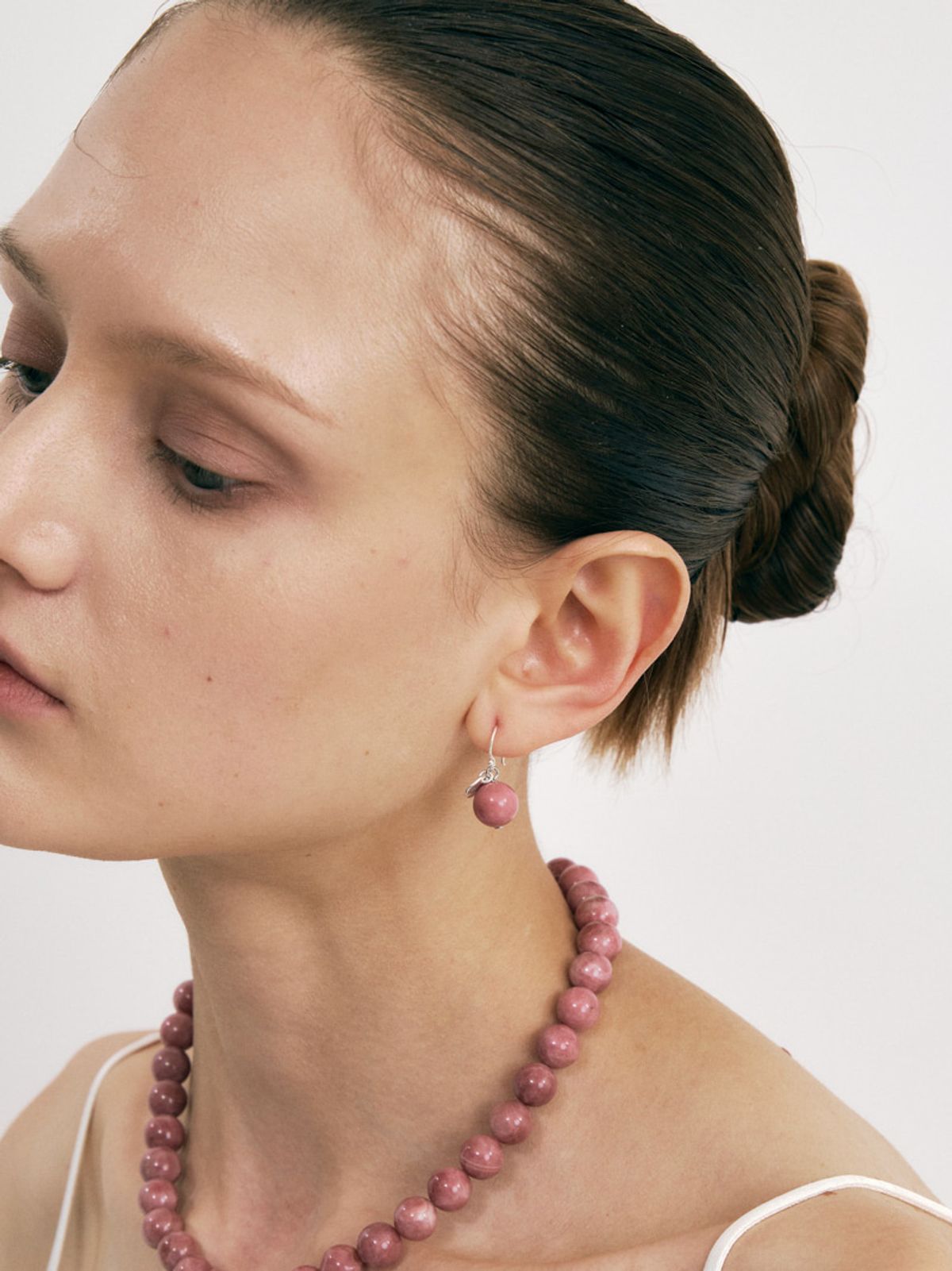 소수(SOSOO) Pink Opal 10mm Earrings