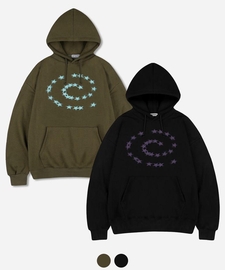 [2PACK] 글로시 스타 로고 오버핏 후드 티셔츠