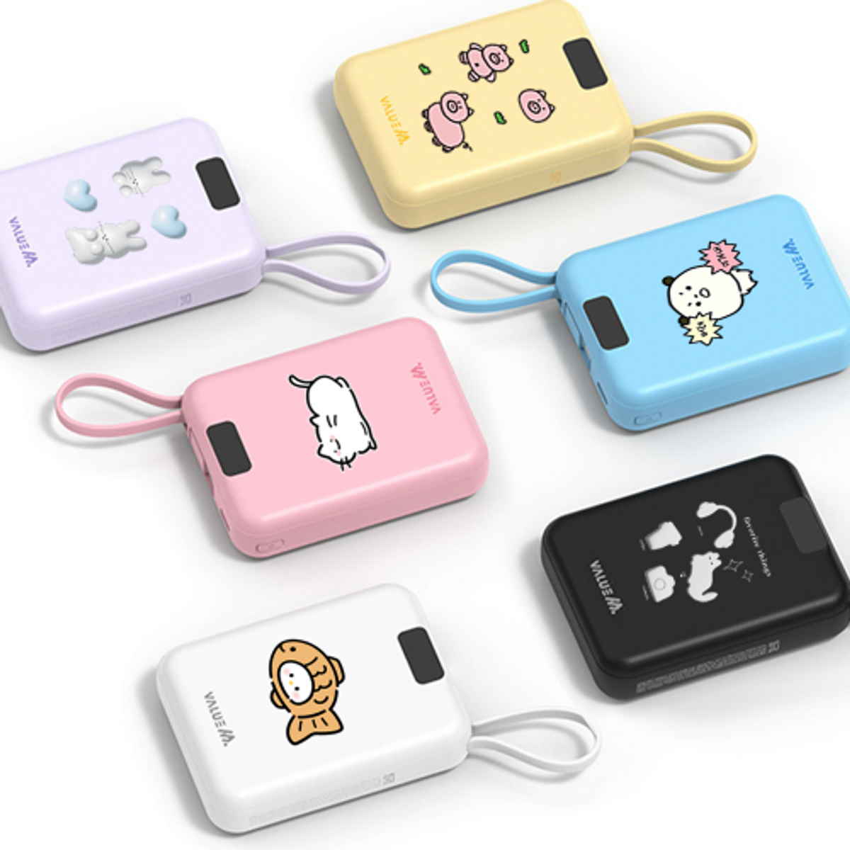 이레케이스앤굿즈(IRECASEGOODS) 귀여운 고속 컬러 미니 케이블일체형 보조배터리 10000