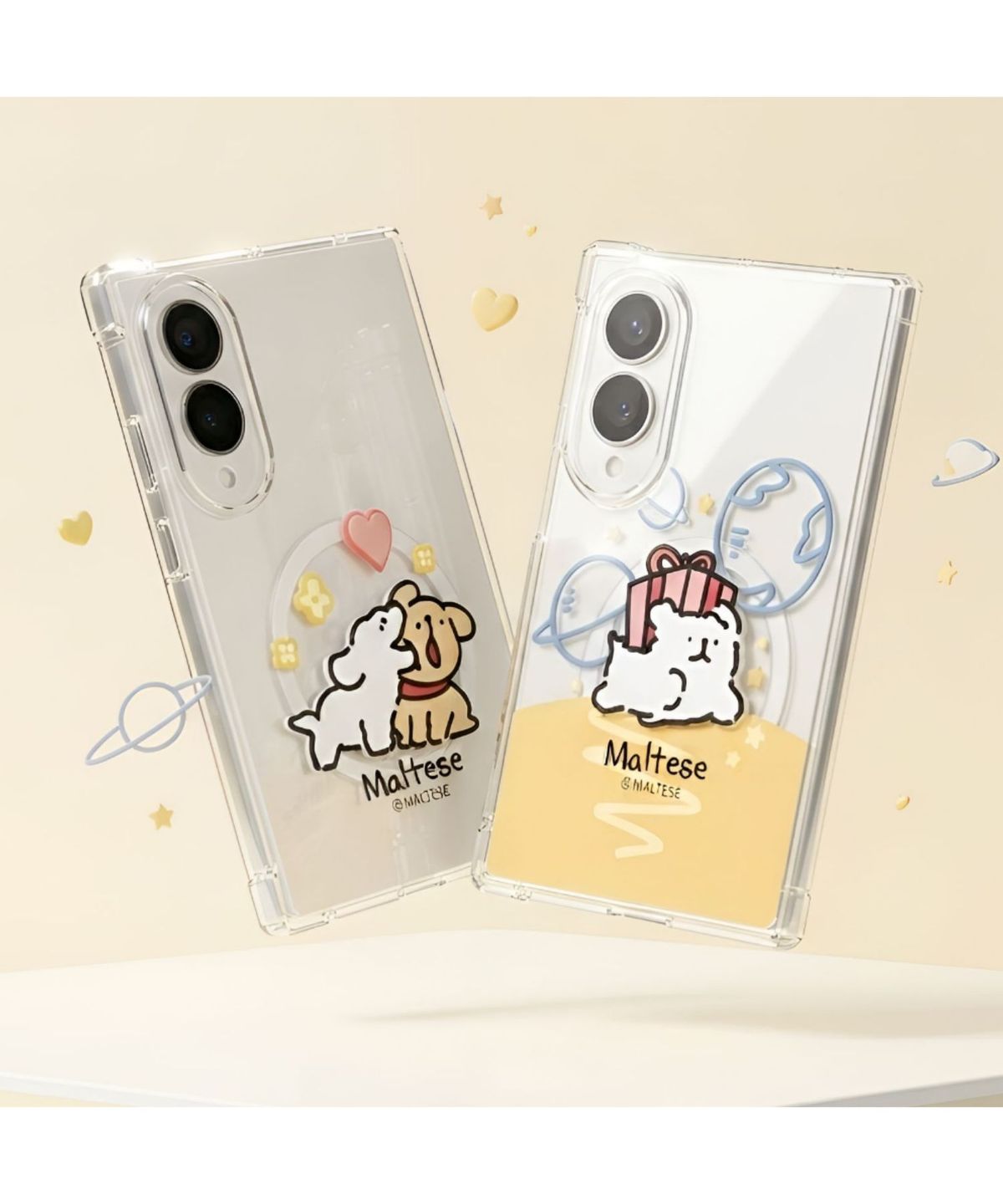 에잇클로드(8CLOTHE) 몰티즈 해피 맥세이프 젤하드 투명 케이스 아이폰 갤럭시