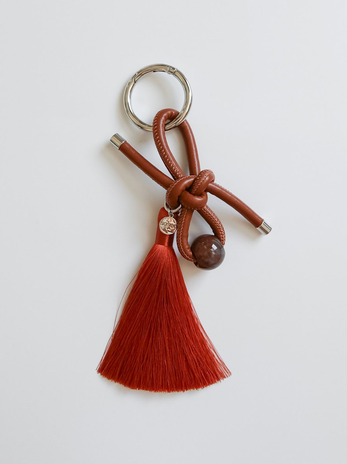 소수(SOSOO) Ribbon Lether Stone Tassel Key-ring