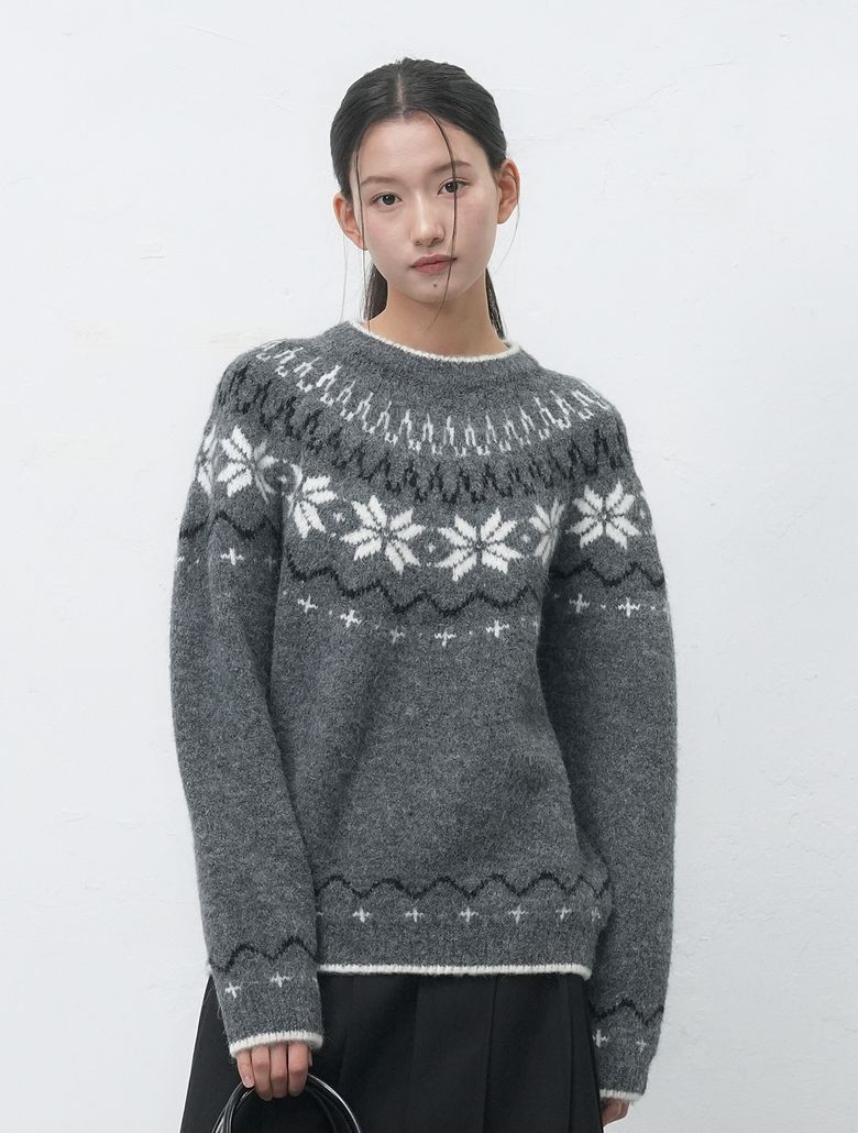 UNISEX 울 스노우 노르딕 풀오버 [CHARCOAL] / SBD4U05022