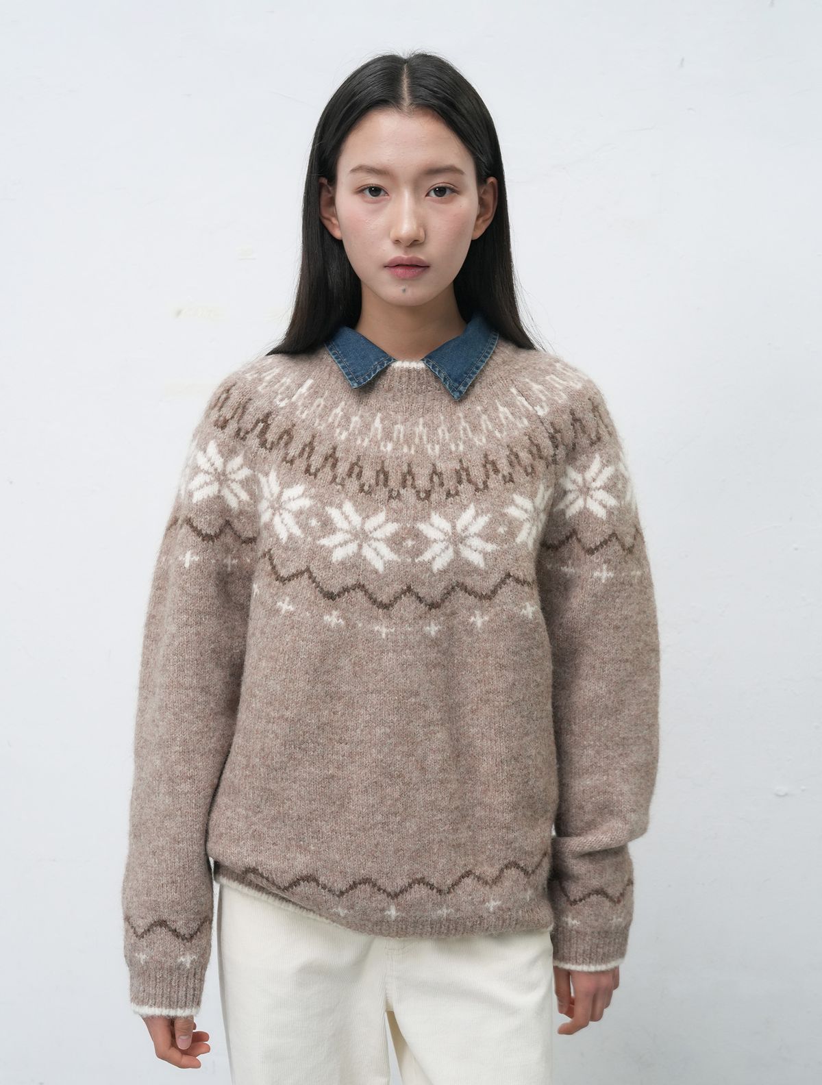 제너럴아이디어(GENERALIDEA) UNISEX 울 스노우 노르딕 풀오버 [MOCHA] / SBD4U05022