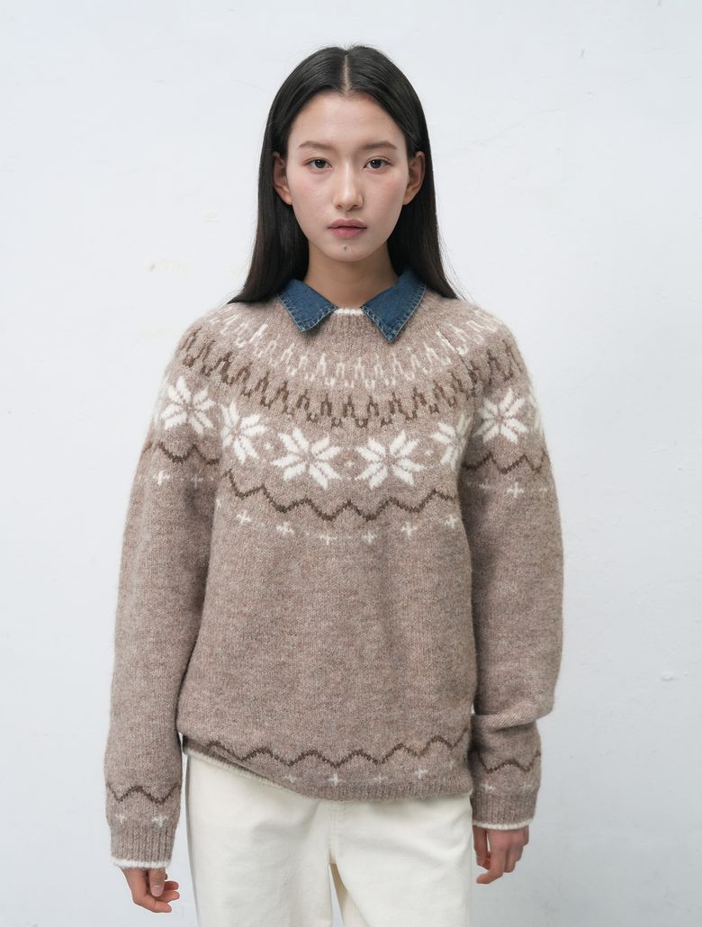 UNISEX 울 스노우 노르딕 풀오버 [MOCHA] / SBD4U05022