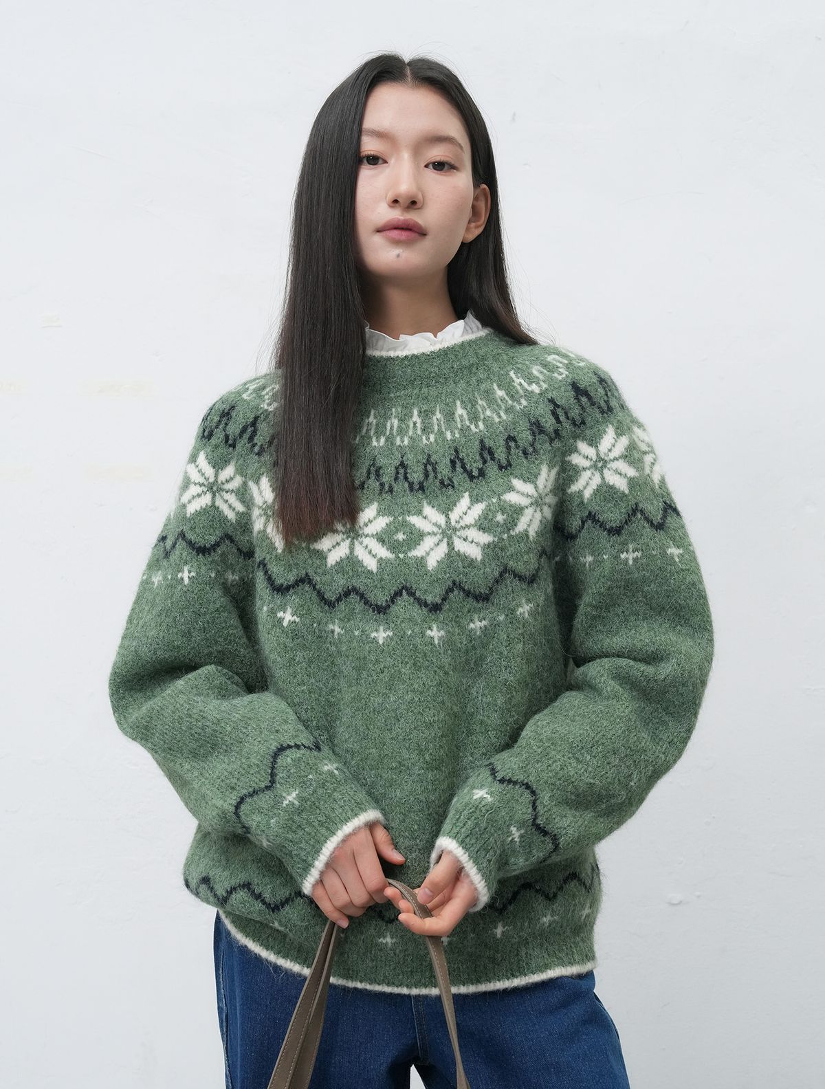 제너럴아이디어(GENERALIDEA) UNISEX 울 스노우 노르딕 풀오버 [PISTACHIO] / SBD4U05022