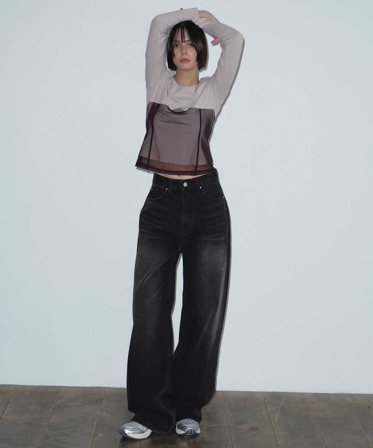 마가린핑거스(MARGARIN FINGERS) RIVET WIDE DENIM PANTS (BLACK)