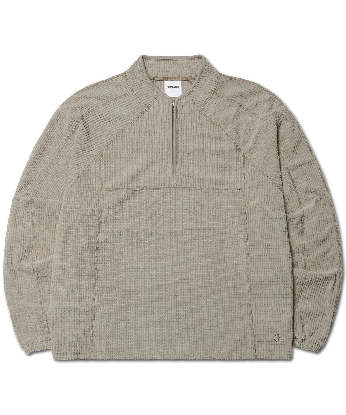 노매뉴얼(NOMANUAL) HEAVY WAFFLE HALF ZIP-UP - SAND GRAY