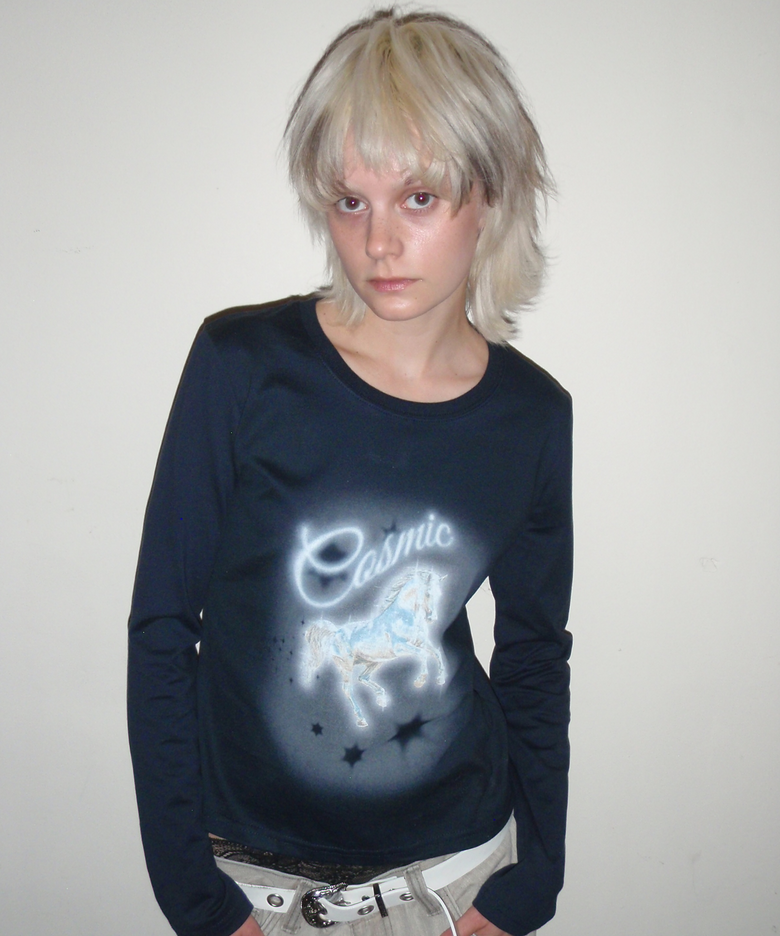 [ERTR X 니들]Cosmic Horse L/S T-shirt Small Fit (navy)