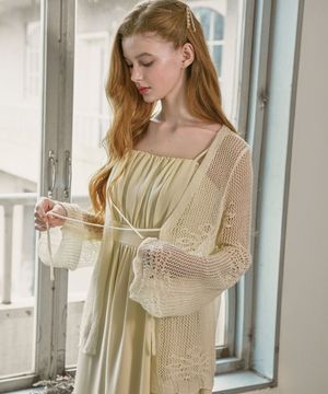 폰티스 크로셰 리본타이 커버업 가디건