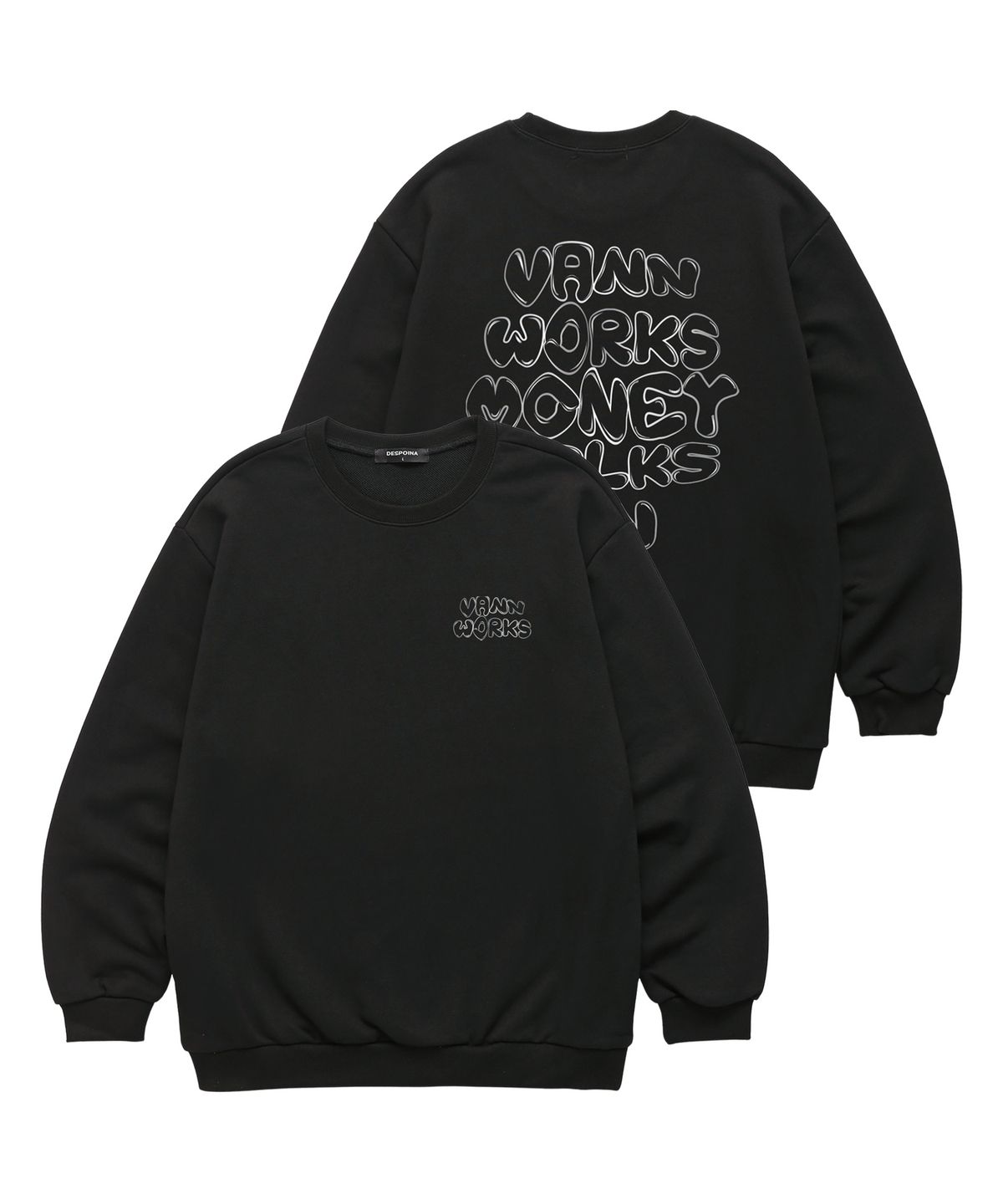 밴웍스(VANNWORKS) MONEY TALKS 맨투맨 (VLS0123) 블랙