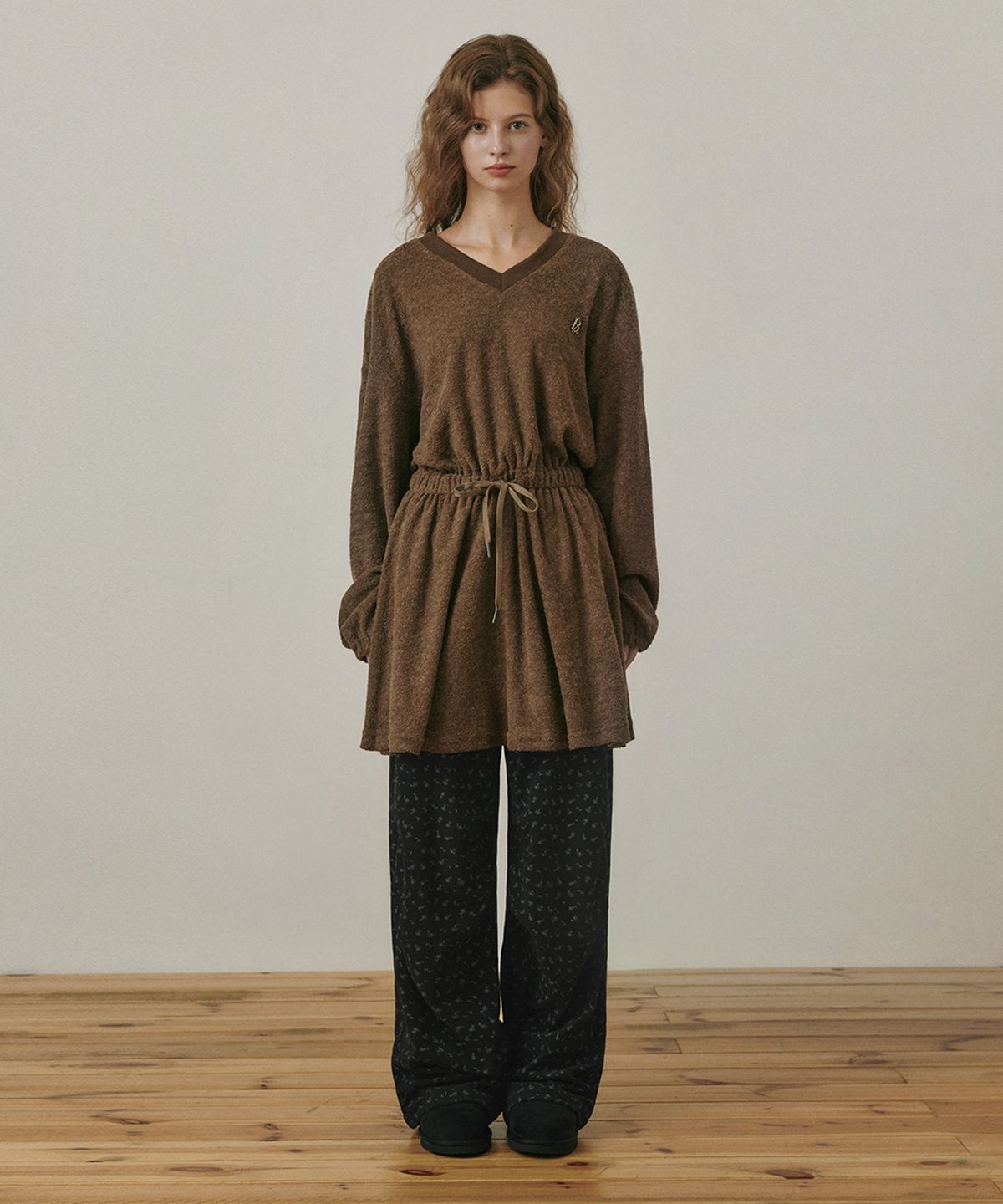 벨로엘(BELLOL) Banding loose dress BROWN
