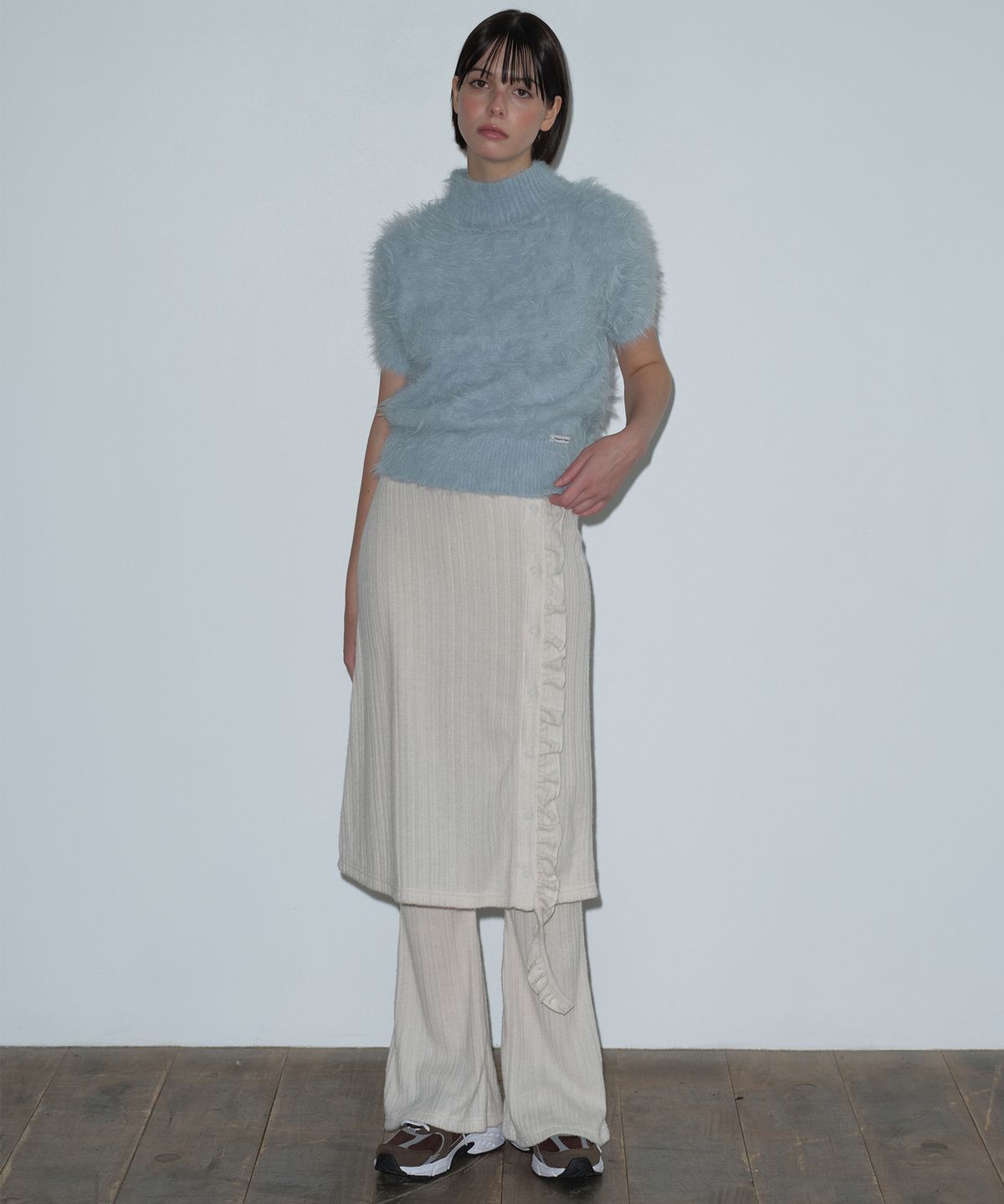 마가린핑거스(MARGARIN FINGERS) FRILL LAYERED SKIRT PANTS (CREAM)