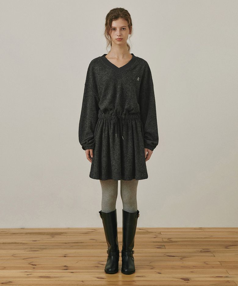 Banding loose dress CHARCOAL