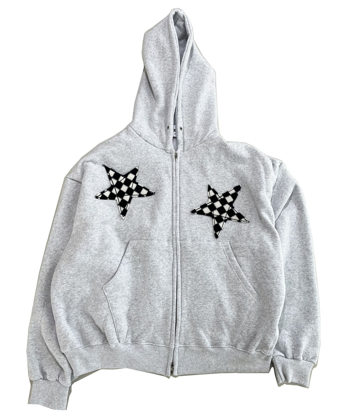 스케이터락(SK8ER ROCK) Star Napping Sweat Hood Zip-Up ((white melange))