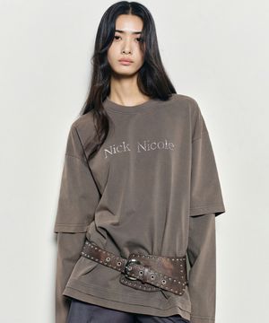NICOLE DESTROYED LAYERED LONG SLEEVE TOP_CHARCOAL