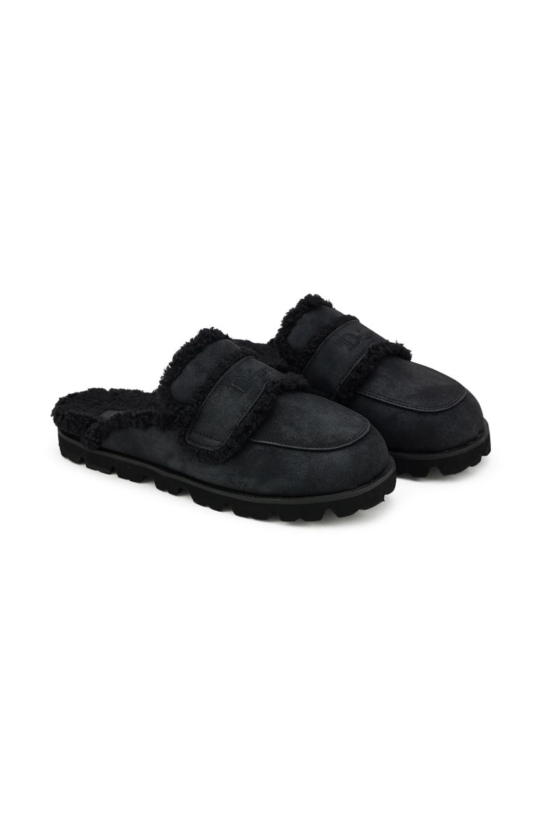 FAUX SHEARLING SLIPPERS IN BLACK
