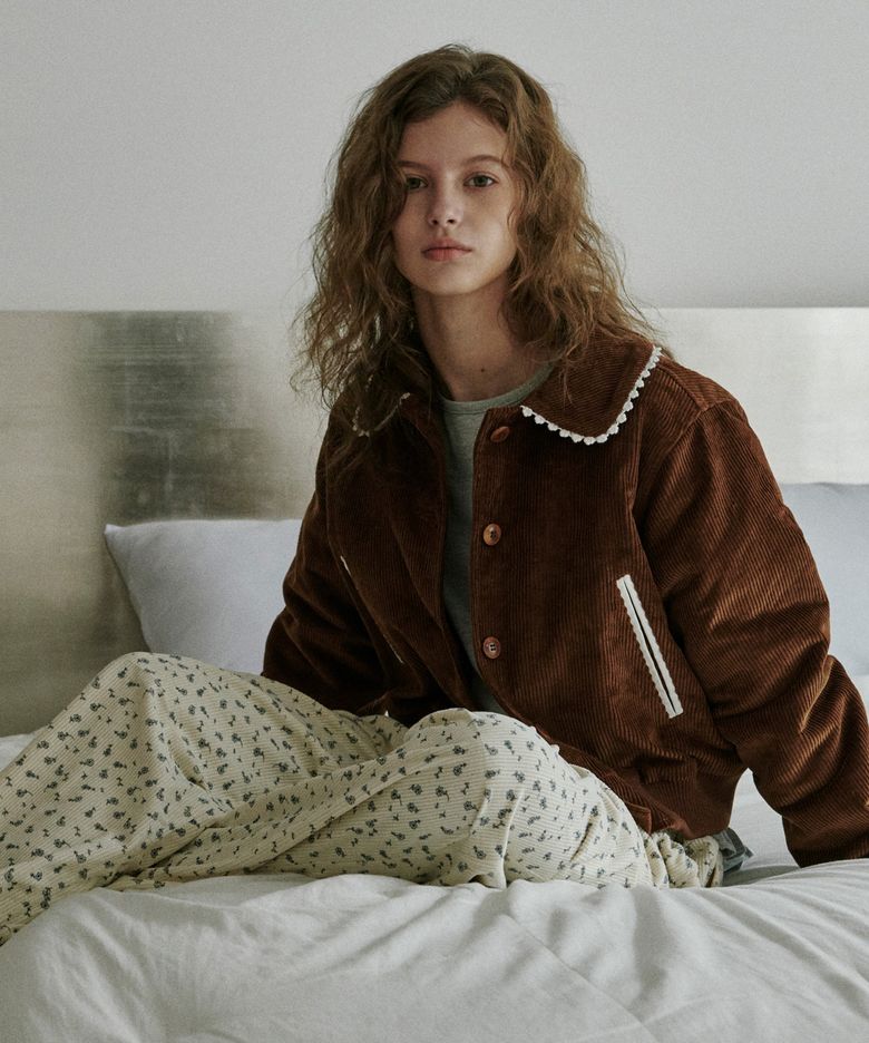 Corduroy cropped jacket BROWN