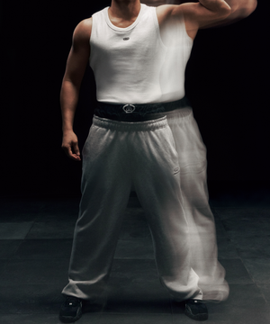 B-SYMBOL LOGO SEMI WIDE PANTS [MELANGE GREY]