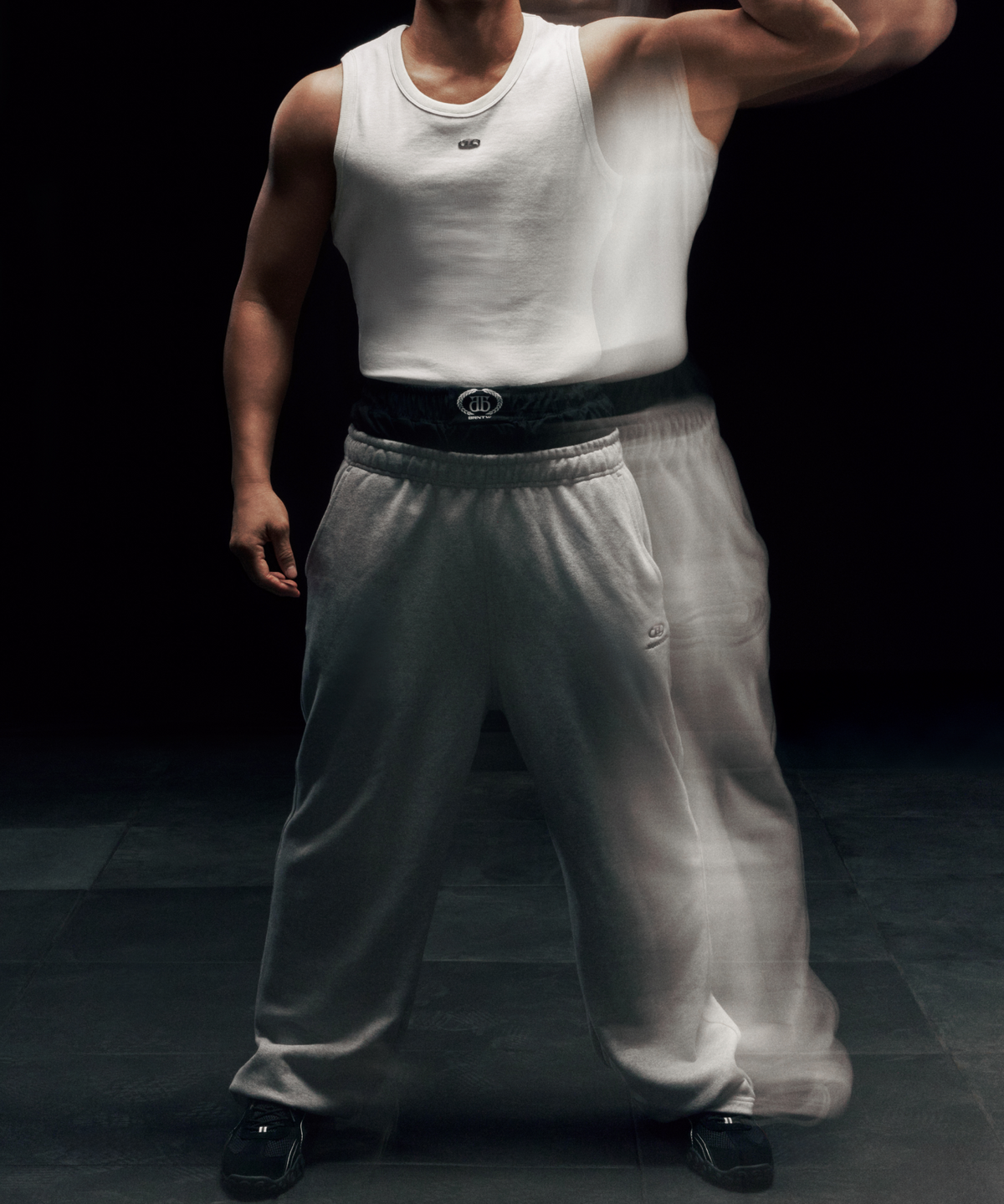 본투윈(BORN TO WIN) B-SYMBOL LOGO SEMI WIDE PANTS [MELANGE GREY]