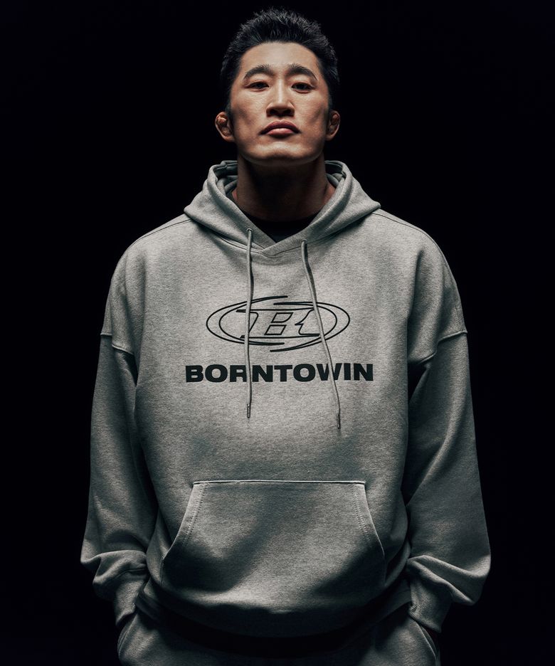 STROKE B LOGO EXTRA FIT HOODIE [MELANGE GREY]