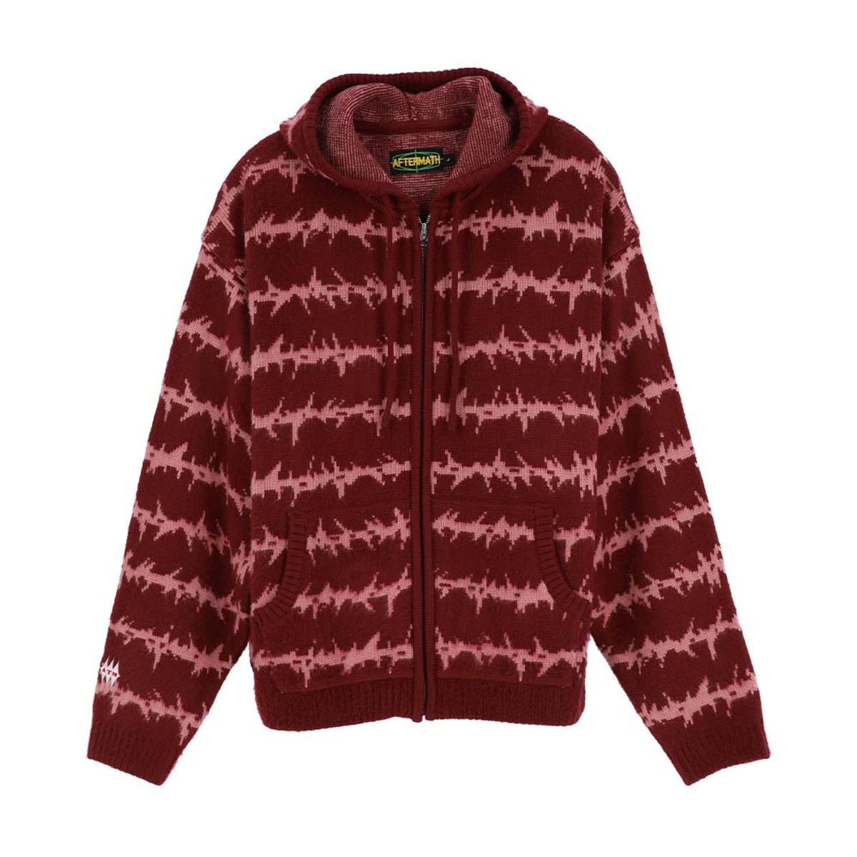 애프터매스(AFTERMATH) MOHAIR KNIT ZIP HOODIE RED
