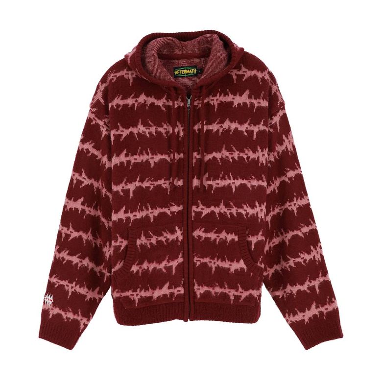 MOHAIR KNIT ZIP HOODIE RED