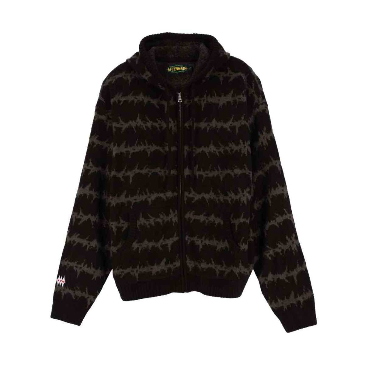 애프터매스(AFTERMATH) MOHAIR KNIT ZIP HOODIE BLACK