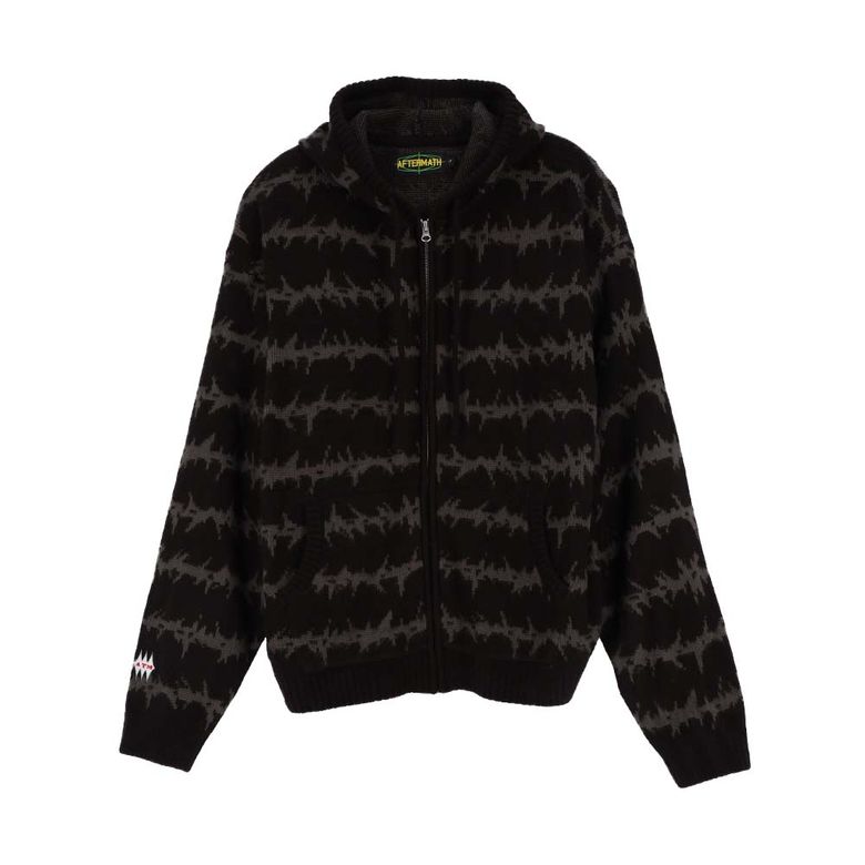 MOHAIR KNIT ZIP HOODIE BLACK