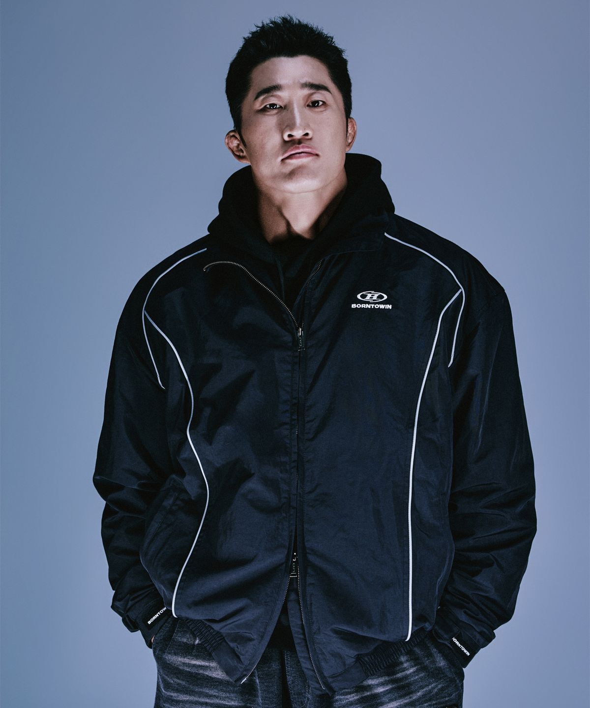 본투윈(BORN TO WIN) B-SYMBOL LOGO NYLON WIND BREAKER [BLACK]