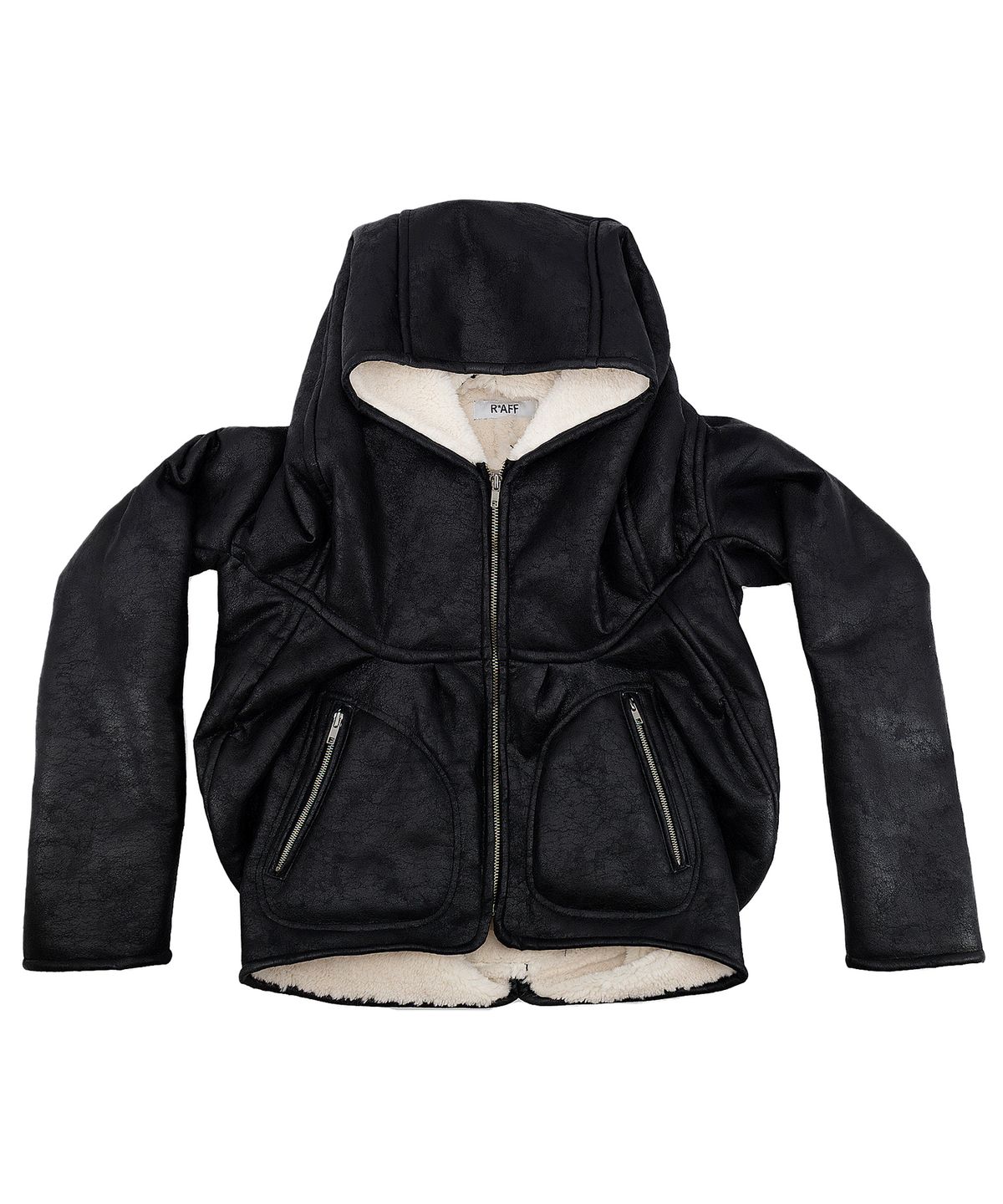 선데이오프클럽(SUNDAYOFFCLUB) “GHAST” Crackle Shearling Hoodie - Black
