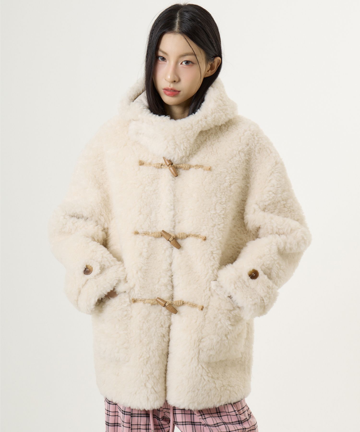 MUSINSA公式 | UNKNOWN PLANET パーダッフルハーフコートライトベージュ