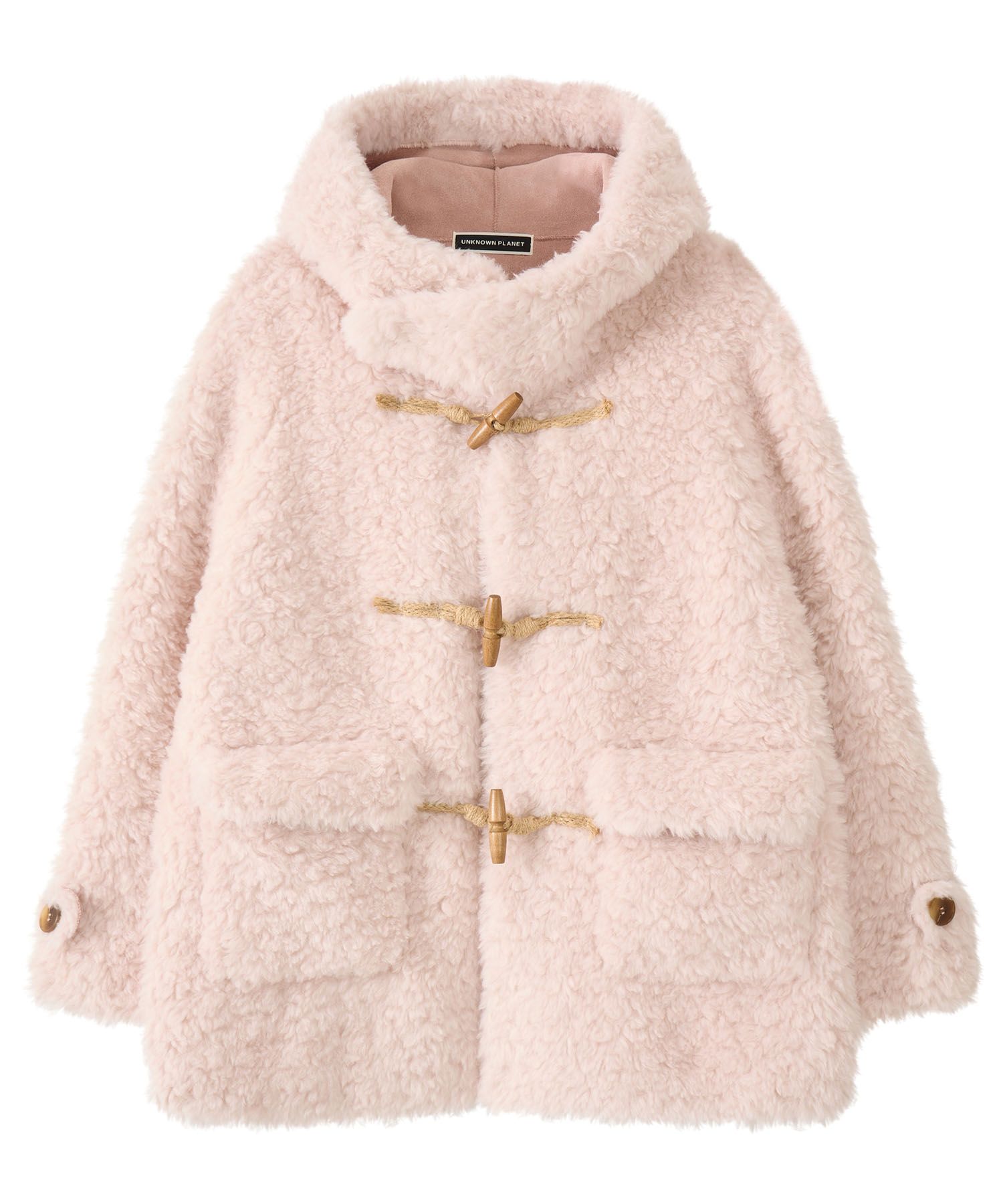 MUSINSA公式 | UNKNOWN PLANET ファーダッフルハーフコートピンク