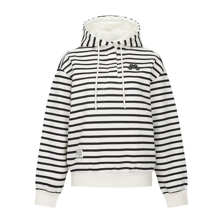 Warm Stripe Hooded Sweatshirts_IVORY