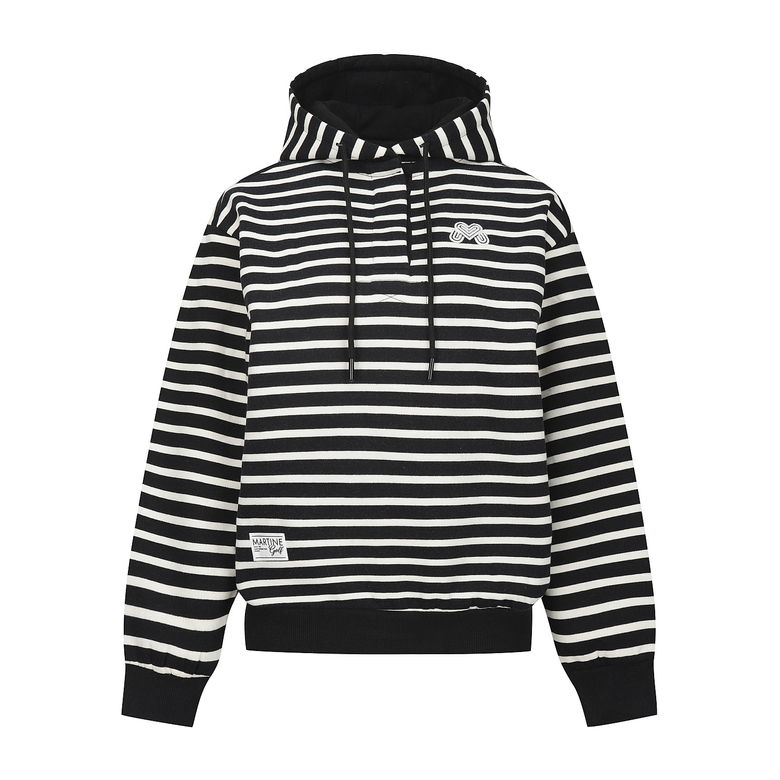 Warm Stripe Hooded Sweatshirts_BLACK