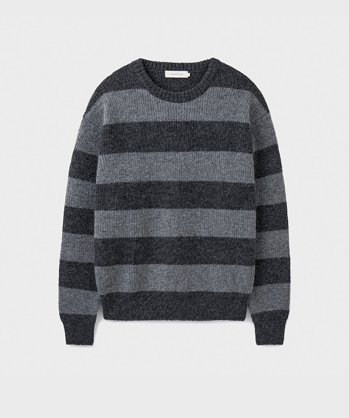 유니온블루(UNION BLUE) BORDER STRIPE KNIT [STONE GRAY]