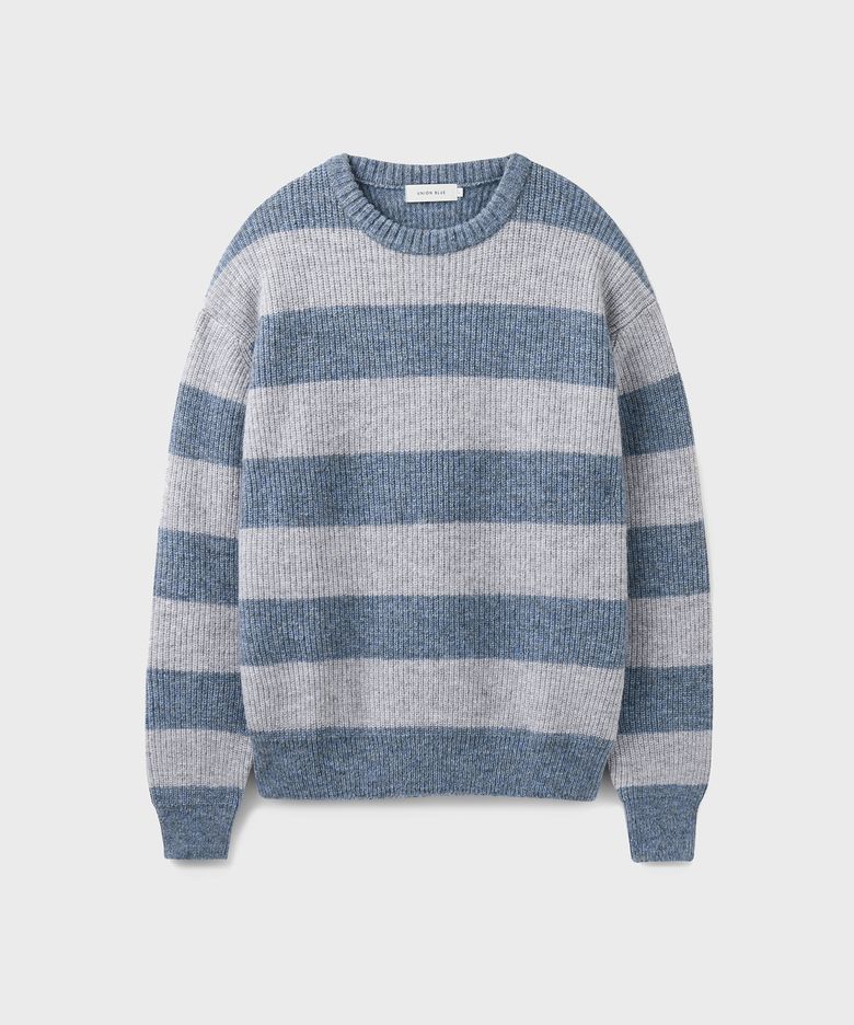 BORDER STRIPE KNIT [FOG BLUE]