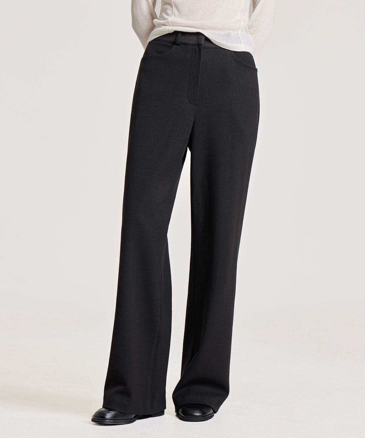 런던다다(LONDONDADA) SIGNATURE WOOL WIDE SLACKS, BLACK