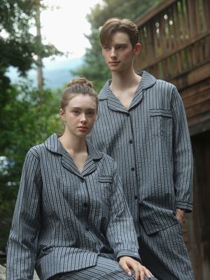 [2PACK] 문셰이드 커플잠옷 긴팔 파자마 상하의 세트